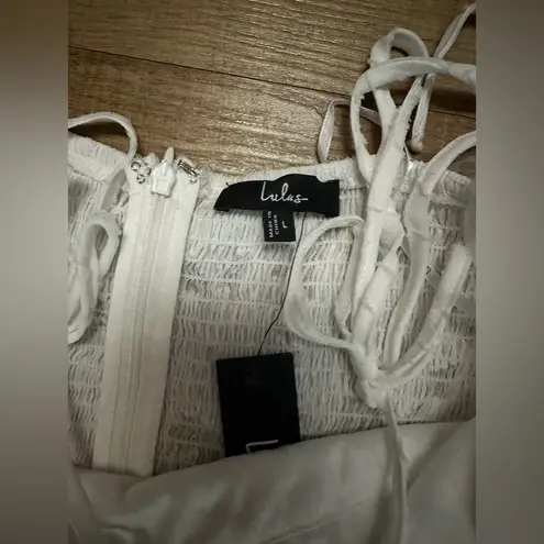 Lulus Sweet Sentiments White Jacquard Tiered Midi Dress Size L