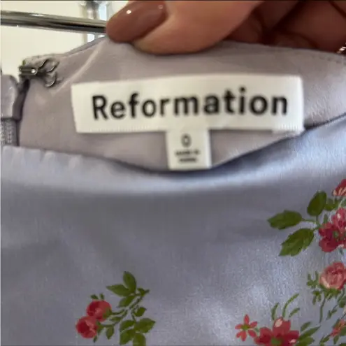 Reformation  Veranda Silk Melba Purple Floral MIni Skirt Size 0