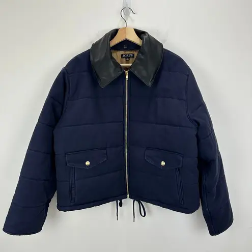 J.Crew NEW  Quilted Rugged Canvas Denim Jacket Puffer Navy Preppy Utility XL