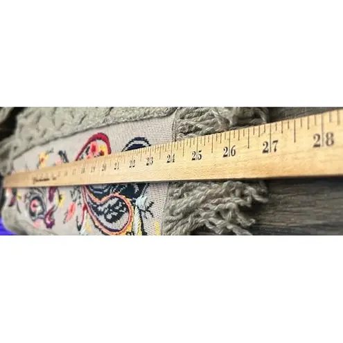 Anthropologie Sleeping on Snow Anthropologie Cardigan Size XS Embroidered Fringe Gray