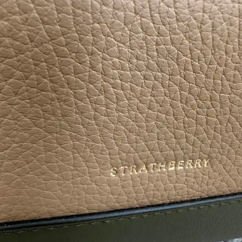 Strathberry Lana Midi Bucket Bag Leather Khaki/Caramel/Diamond NWT Brown