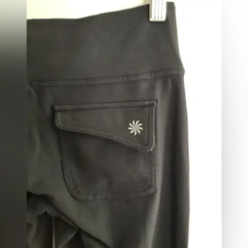 Athleta  Yoga Pants Womens XS Wide Flare Leg Blue Back Flap Pockets Leggings