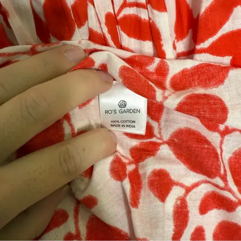 Ro’s Garden Talia Smocked Red Floral Cotton Dress Size Medium