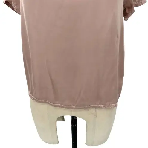 Nation Ltd Marie Sateen Satin Tee Shirt Cafe Au Lait Tan Size XS