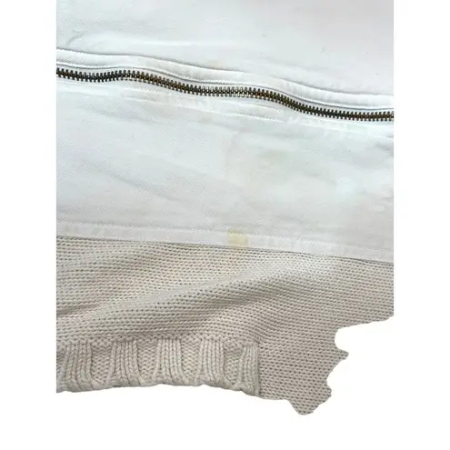 DKNY Jeans Small White Cotton Zipper Front Sweater 88i