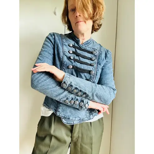 Y2K Military Jean Jacket Size MediumStructured Denim Utility Style Blue Size M