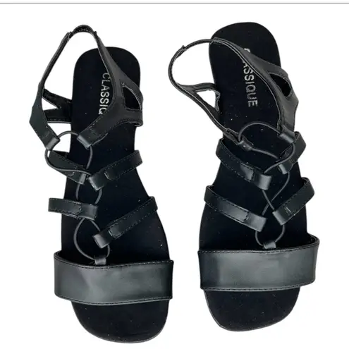 Classique Harper Black Women's Size 8
Stretch Upper 11/4" Heel Sandals New