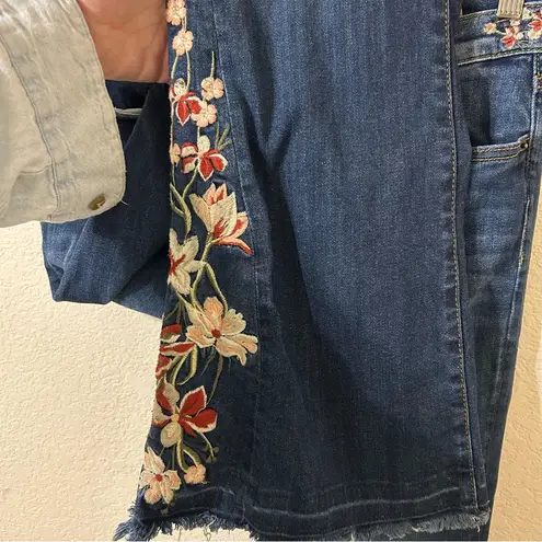 Driftwood Farrah Embroidered Floral Flare Denim Jeans - Size 28
