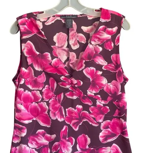 FLP Faith Love Passion Burgundy/Pink Floral Sleeveless Dress. Size Medium Purple