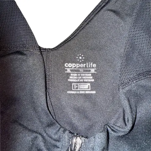 Tommie Copper Life Black Zipper Front Compression Sports Bra Top XL