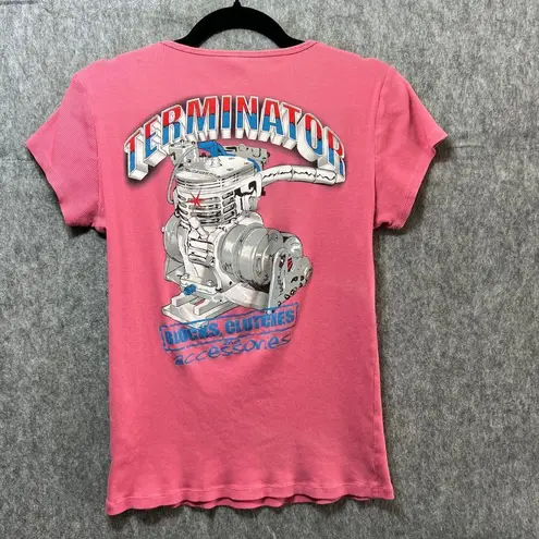 Vintage Y2K Baby Tee Pink Ribbed Cotton T