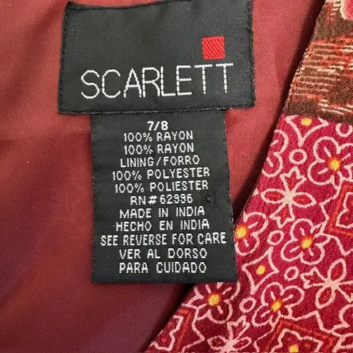 Scarlett Midi Dress Paisley Print Y2K Sleeveles Sundress Red Brown Sz 7/8