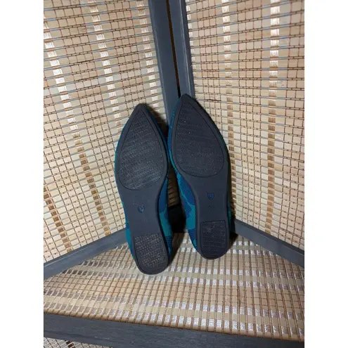Rothy's Women's Teal Blue Camo The Point II Flats Size 6.5