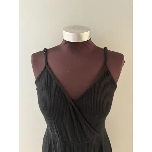 Y2K Mossimo Tank Dress Sz S Black Tunic Babydoll Dark Fairy Twilight Ribbed Soft