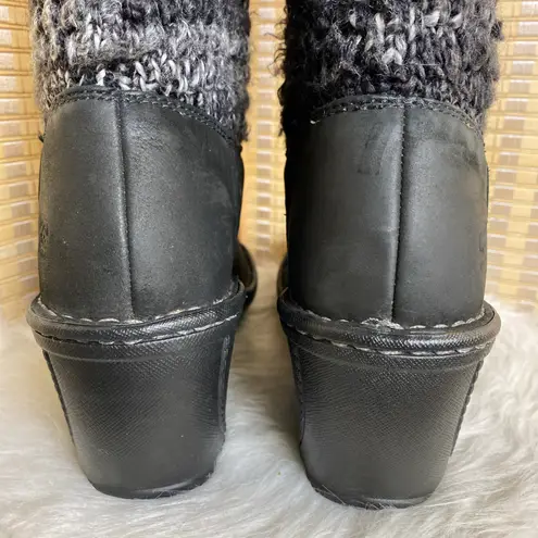 UGG Cresthaven Black Nubuck Leather Knit Warm Wedge Winter Boot