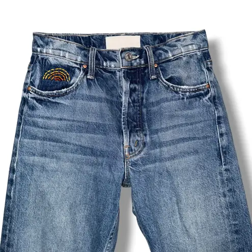 Mother Superior Tomcat Rainbow Pocket Distressed High Rise Jeans Blue Size 26