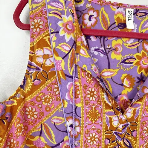 SPELL Lolita Lover Sleeveless Blouse Womens Large Floral Boho Retro Purple
