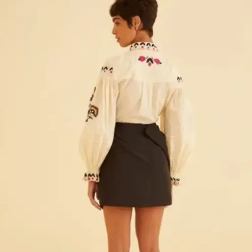 Farm Rio NWT Black Taffeta Mini Skirt Black