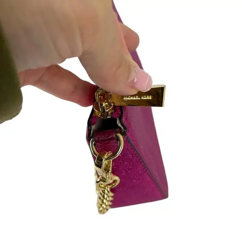 Michael Kors  Jet Set Travel Metallic Hot Pink Gold Chain Pochette Bag Purse