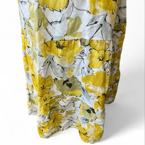 Valentina Naldi Floral Yellow Dress Sleeveless dress line Made In Italy Medium