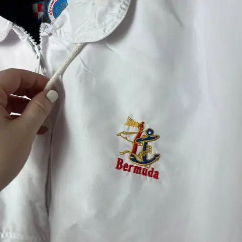 Vintage 90s Bermuda Sports White Windbreaker Jacket Size Unisex Small Nautical