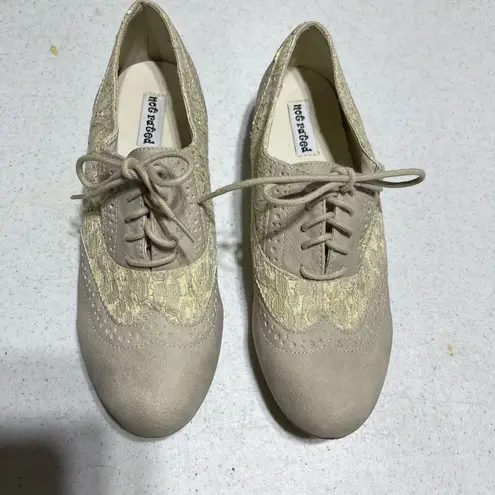 Not Rated Vintage Cream Lace &Suede Wingtips Size 7 EUC boho chic