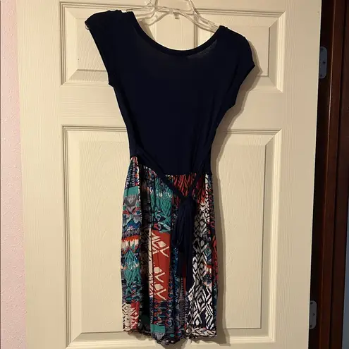 Body Central Navy and Multicolor Aztec Mini Dress Small