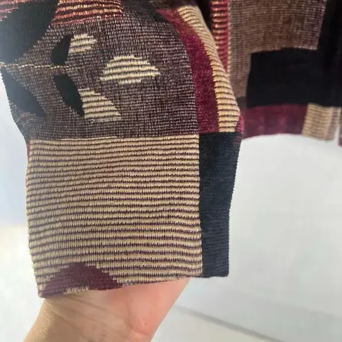 Dressbarn Jacket Blazer patchwork Brocade Abstract Full Zip w/ Tassel Size MD Red Size M