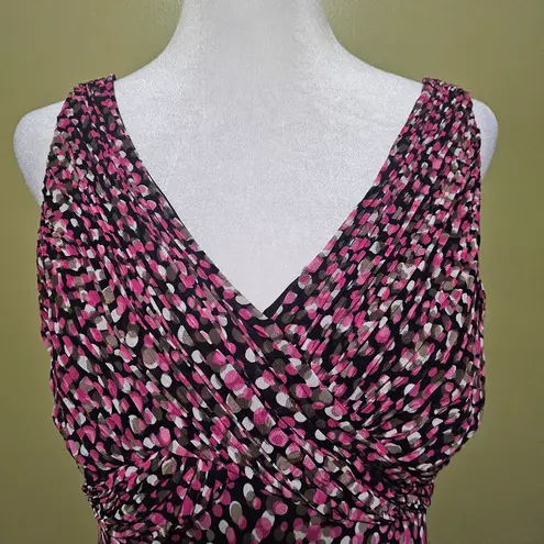 Jones Wear  Pink/Brown Polka Dot Sleeveless Dress Size 10