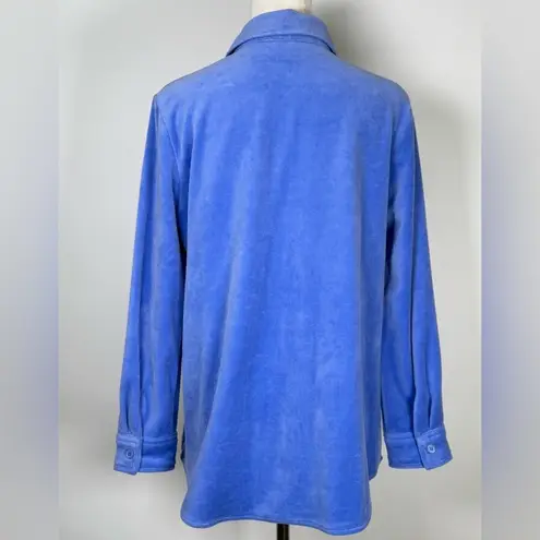 appleseed's Appleseed’s Soft Periwinkle Velour Big Shirt Women’s Size Petite Medium