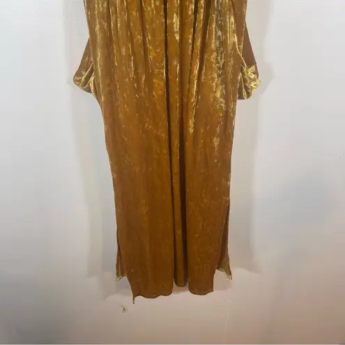 BCBGeneration NWT  Gold Crushed Velvet Racerback Surplice Draped Midi Dress Sz S