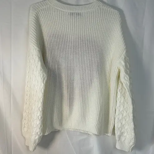 Miss Sparkling Heart Patterned White and Red Sweater Size Medium