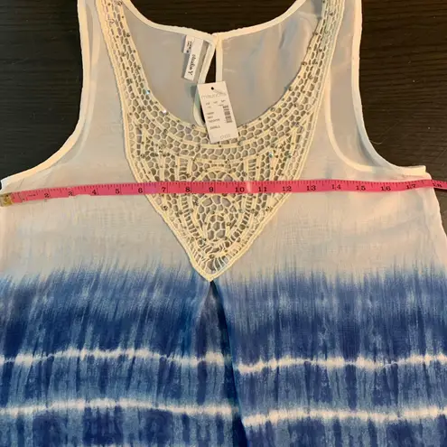 studio Y by maurices Women's Small S Tank Top White Blue Ombre Crochet Sequins