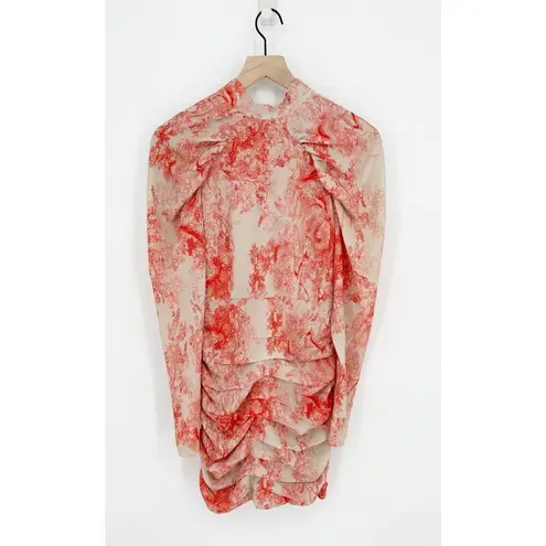 In The Style Lorna Luxe Balloon Sleeve Drape Mini Dress Pink Cream Women's 8