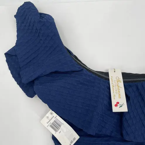 Shoshanna Swimsuit Size 4 One Piece Navy One Shoulder Ruffle Textured NWT Swim