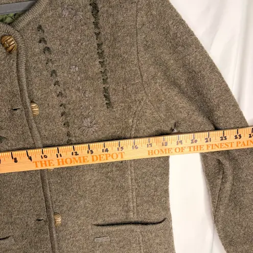 Solo 100% Wool Trachten Jacket Blazer Austrian Folk Loden Horn Buttons Size 10 Brown