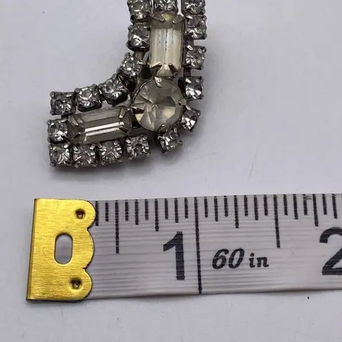 Vintage rhinestone cocktail sparkling party earrings prom wedding Gatsby 20s Silver