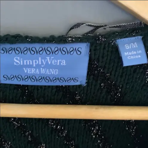 Simply Vera wang green fringe glittery cardigan Size M