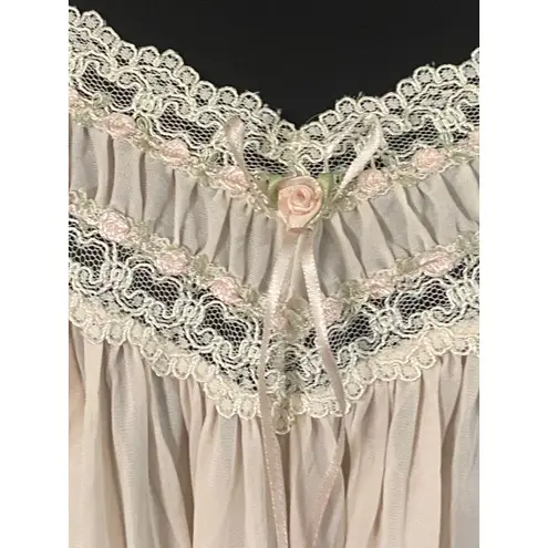 Vintage Pink Lace Nightgown Romantic Peignoir Sz Large Style Coquette Soft Girl