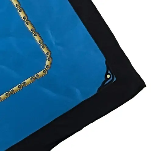 Must de Cartier Blue Silk Scarf with a chain motif Vintage 82 cm