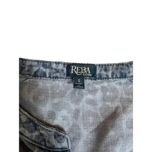 Reba Women's Denim Animal Print Lightweight Top