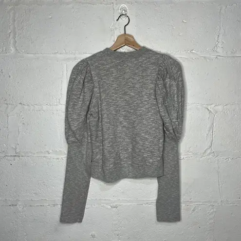 Ulla Johnson Women's Gray Philo Puff Long Sleeve Crewneck Sweatshirt Size Small