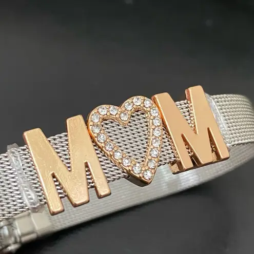 MOM Stainless Steel Mesh Slider Belt Buckle Clasp Bracelet 22.1g
