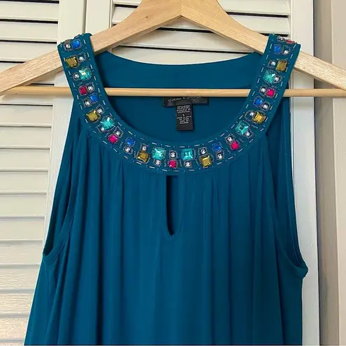 Cable & Gauge Jeweled & Beaded Bubble Hem Sleeveless Top L Large