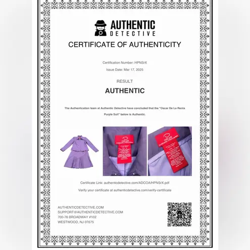 Oscar de la Renta Purple Skirt Suit NWOT – Jacket 8 Skirt 6 Pleated Classic COA