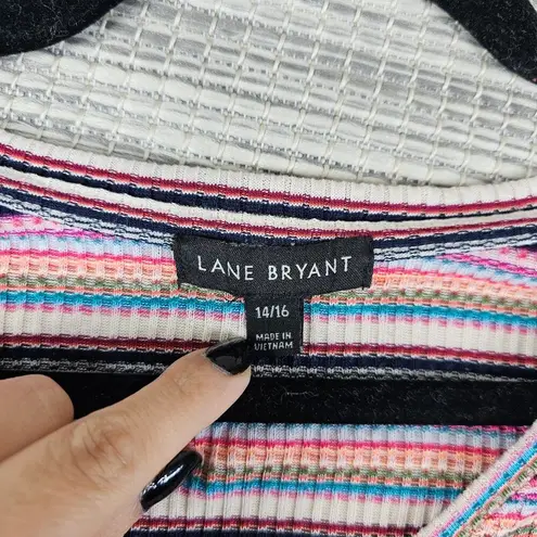 Lane Bryant  Top Womens Plus Size 14/16 Rainbow Colorful Knit Short Sleeve Shirt