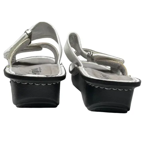 Alegria White Leather Slide Sandals 37 US 7 Comfort Butterfly Sole