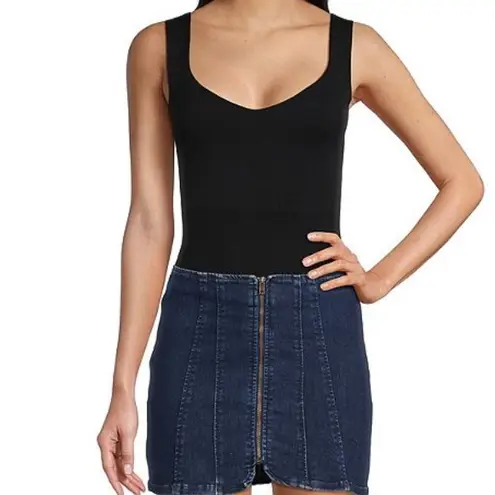 Free People Intimately  Black Clean Line Scoop Neck Thong Sleeveless Bodysuit