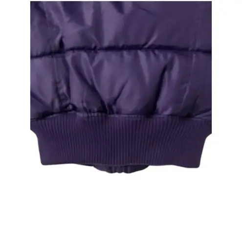 NWOT Women's Small Purple Puffer Vest Faux Fur Hooded Ski Resort Chalet Hiking