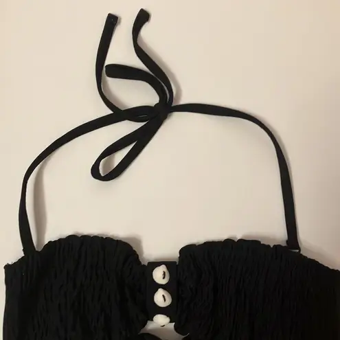 Aztec Rose halter/bandu bikini style swim top Black